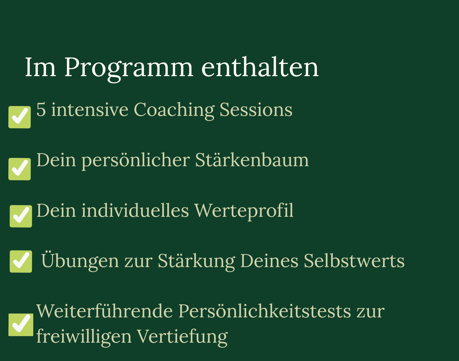 Grafik mit den Leistungen des 5-Wochen-Coachings